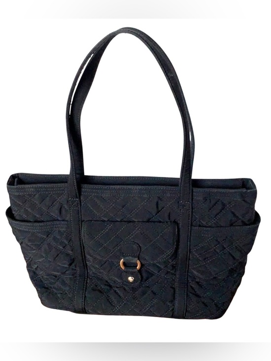 Vera Bradley Handbags - Vera Bradley Black Quilted Shoulder Tote | Zebra Interior | EUC |  Retired